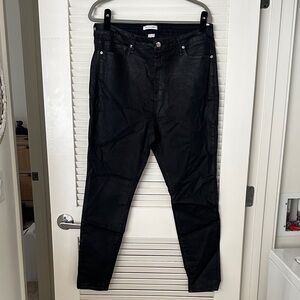 Good American Black Coated Skinny Jeans--worn